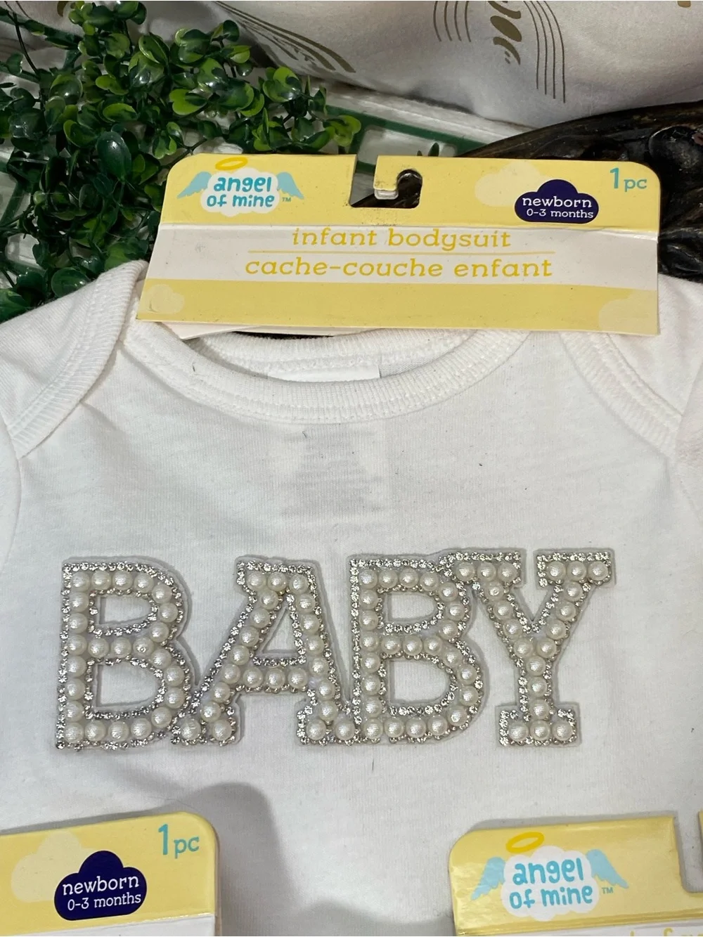 Infant White Bodysuit with Pink Cupcake Graphic up cycled